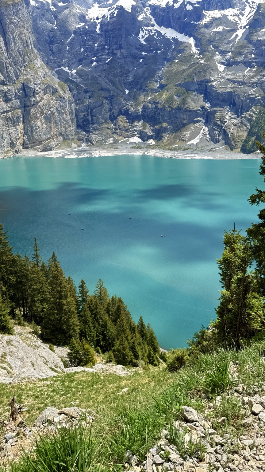 Oeschinensee in Switzerland with mountains and turquoise water